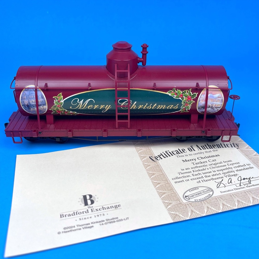 Hawthorne Village Thomas Kinkade Merry Christmas Tanker Car Red HO Train